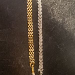 One gold and one silver bracelet